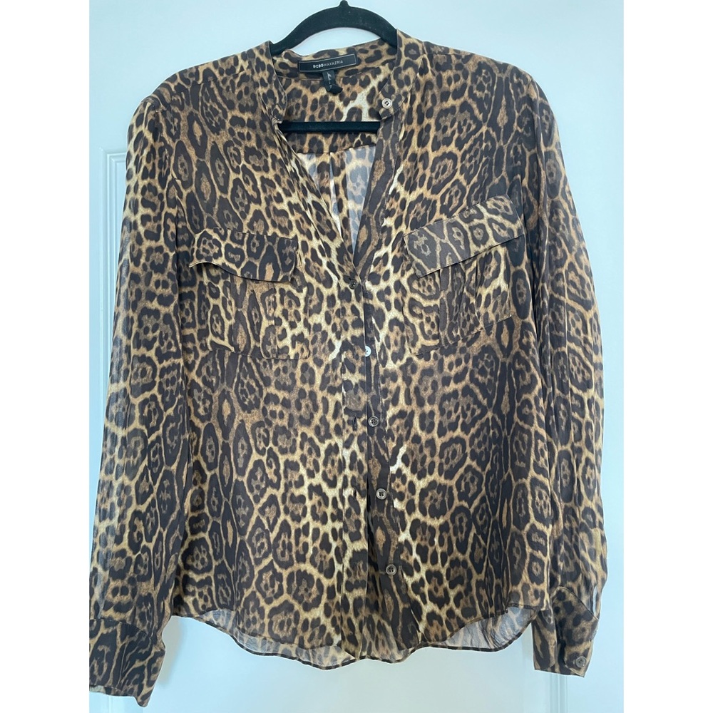 BCBG MAXAZRIA leopard blouse